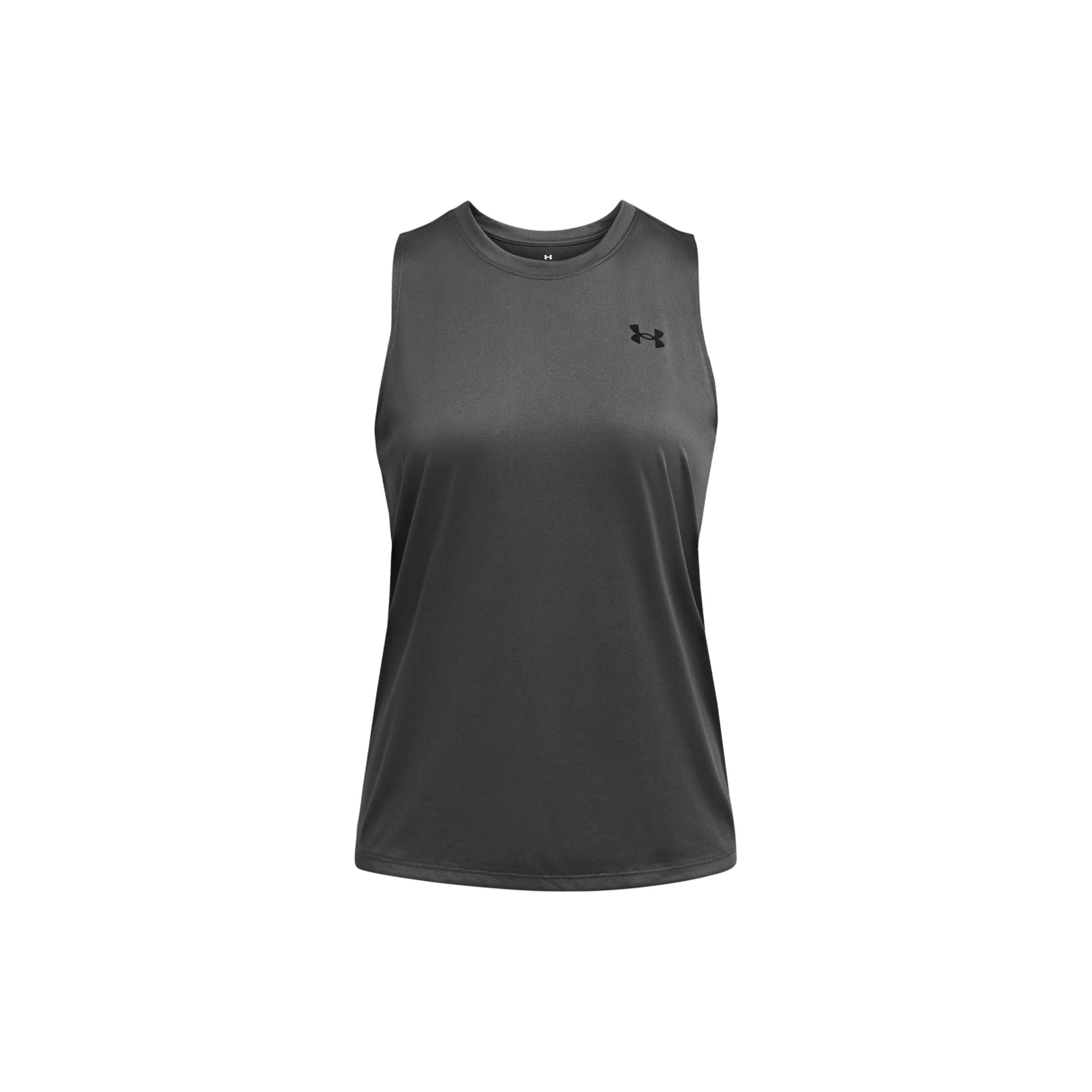 

Under Armour Технологичный принт логотипа Быстросохнущая майка без рукавов с круглым вырезом Женские топы Свинец 1383655-025 XS