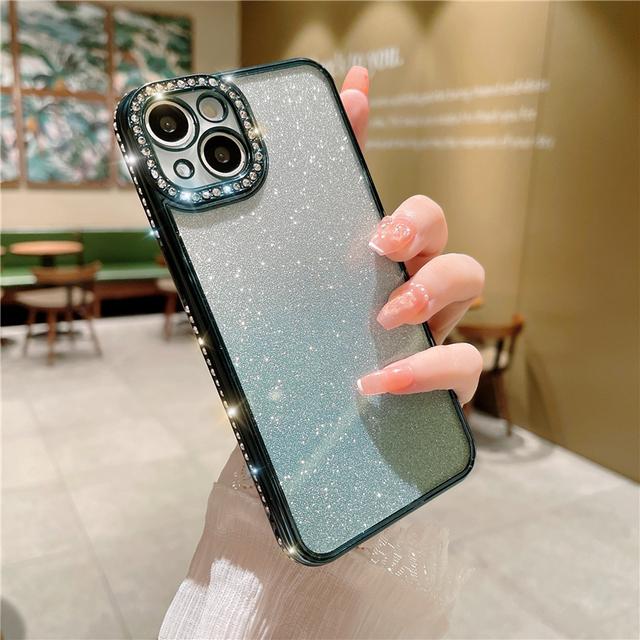 Glitter Diamond Plating Phone Case For Iphone 13 11 12 14 Pro Max Plus X Xr Xs 14 Soft Silicone Lens Protection Shockproof Cover