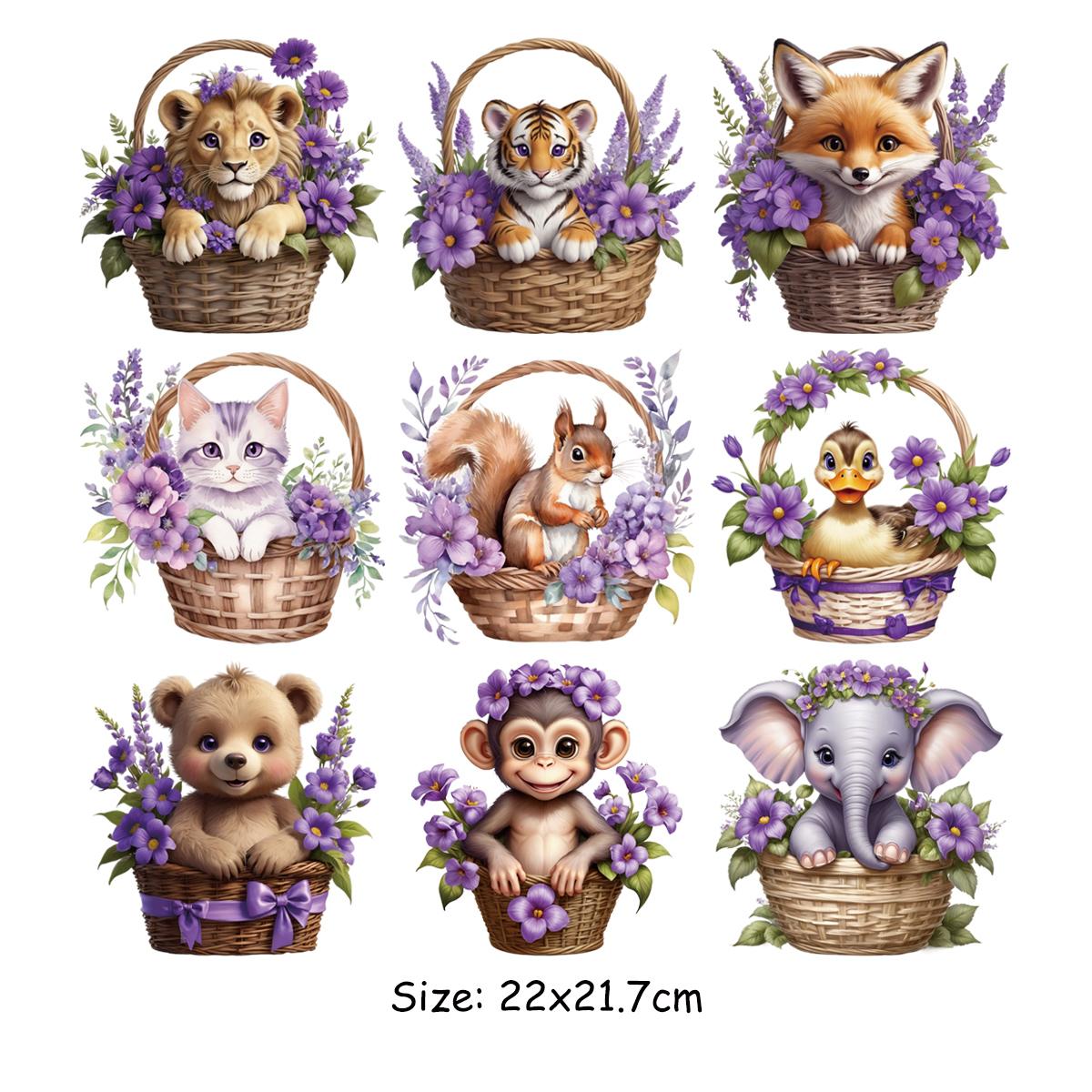 

Животные Термонаклейки Цветочные Корзины Наклейки Одежды Термопресс Аппликация Толстовки Футболки Diy Parches Ropa Животные Нашивки