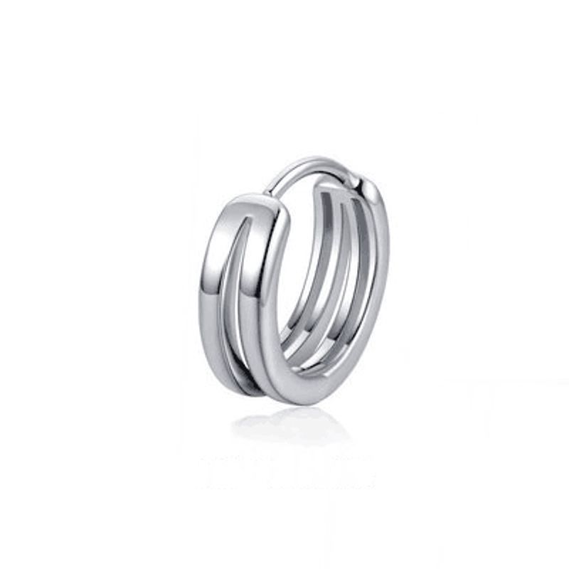 

Niche Style Sterling Silver Men Original Single Black Earrings Silver double circle (single)