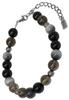Phiten Limited Edition Titanium Natural Stone Bracelet with Smoky Quartz, Onyx, and Eagle Eye, 8mm, Approximately 18-23cm Long, Power Stone
