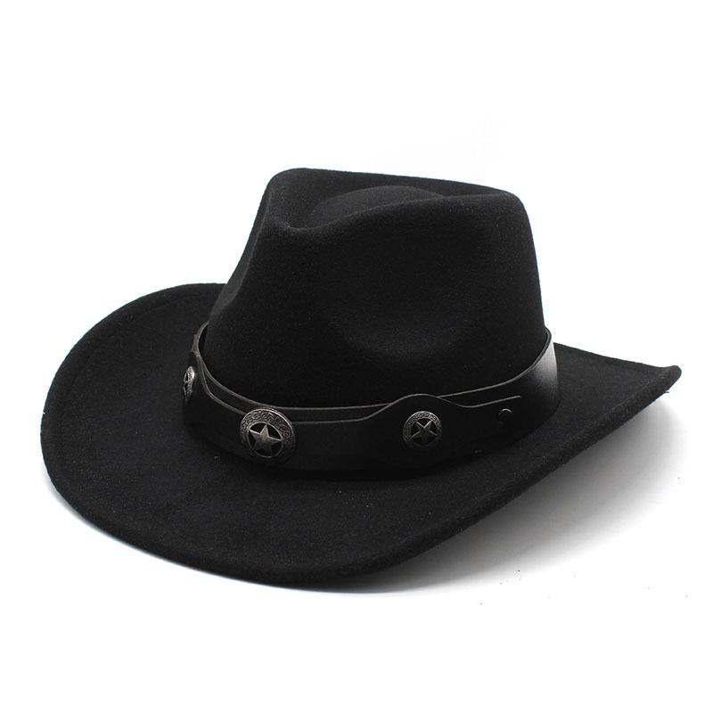 Western Cowboy Felt Hat Tibetan Top Hat Men'S And Women'S Jazz Hat, Woolen Hat