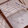 Manta rose pearl necklace niche retro temperament collarbone chain light luxury fashion versatile high-end earrings