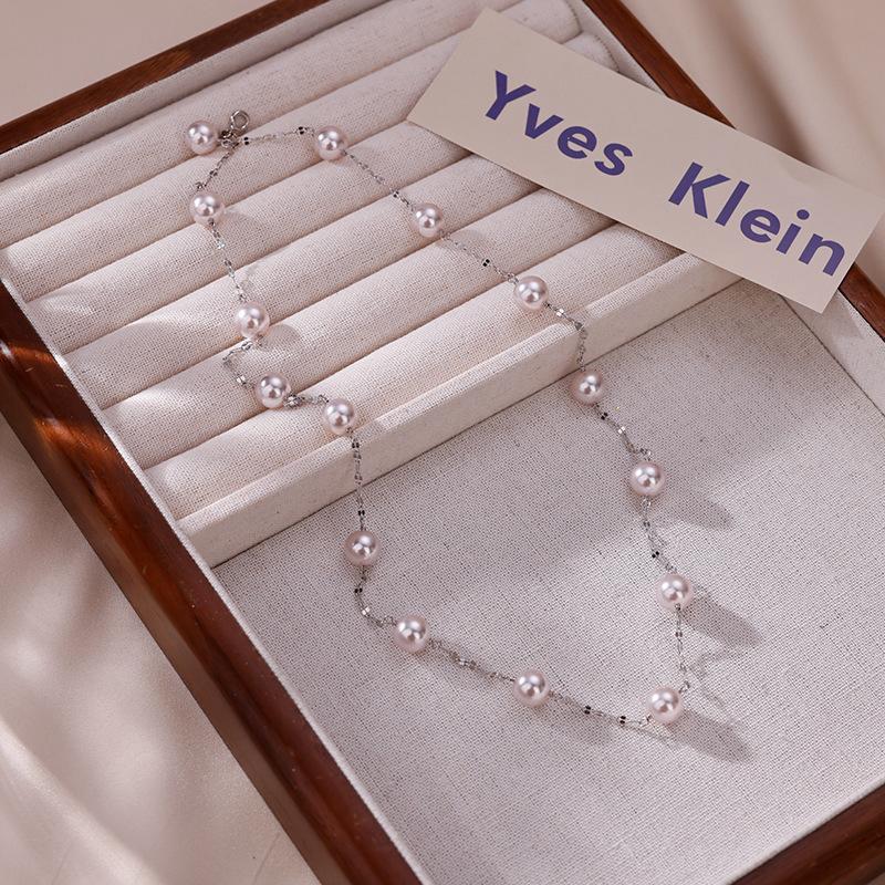 Manta rose pearl necklace niche retro temperament collarbone chain light luxury fashion versatile high-end earrings