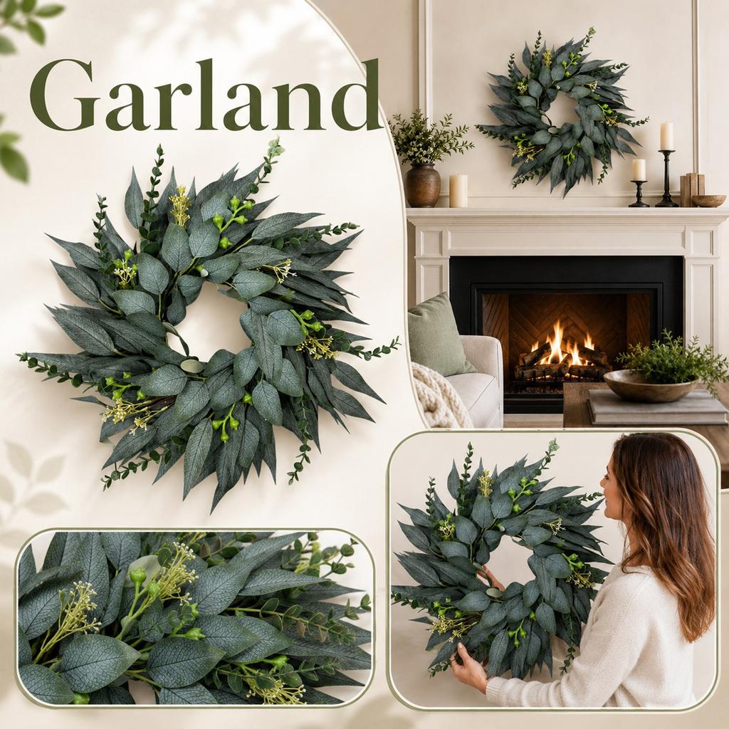 Artificial Wreath for Spring Summer Home Decor Wedding Wall Hanging 50cm