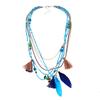 Women's Boho Ethnic Style Feathers Tassels Beads Multi-layer Chain Necklace