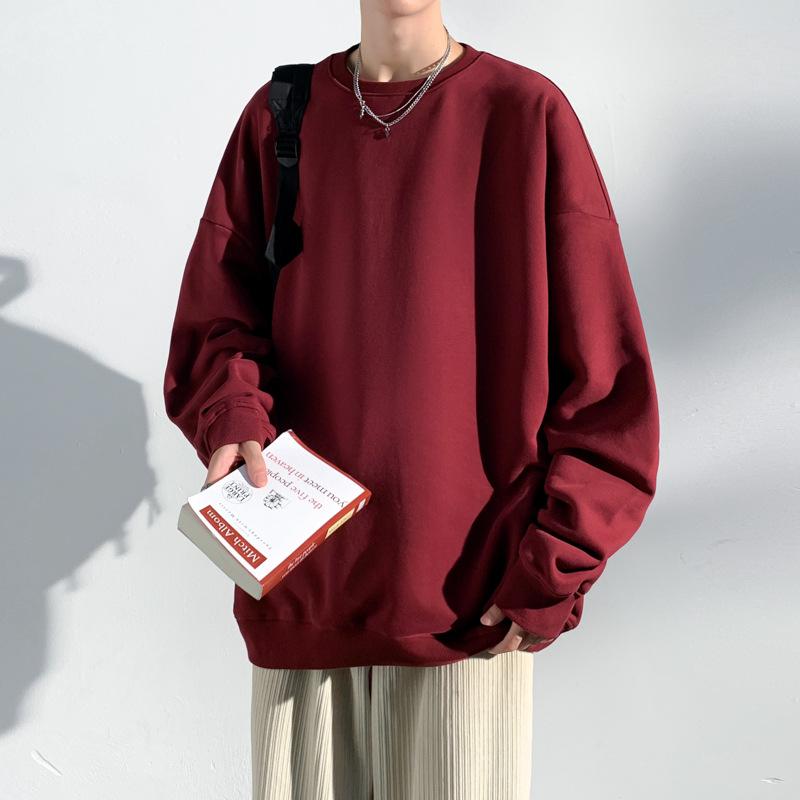 

Мужской свитер с длинными рукавами, свободный и универсальный, повседневный, с круглым вырезом, пуловер, рубашка, однотонная одежда для мальчиков 3XL