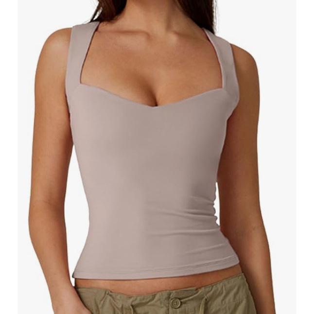 European & American Style Sleeveless Square Neck Crop Top - Casual Hot Girl Vest