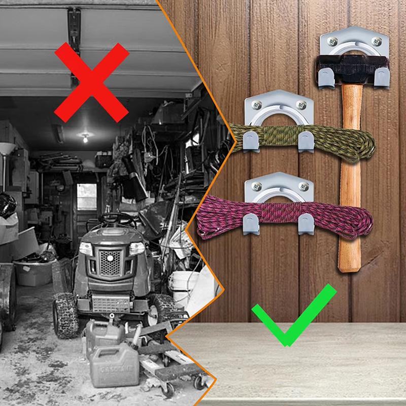 5Pcs Heavy-Duty Wall Hook Metal Hanger Holder Double Hooks Garage Shed Hanging Organizer For Garden Kitchen Garage Tool