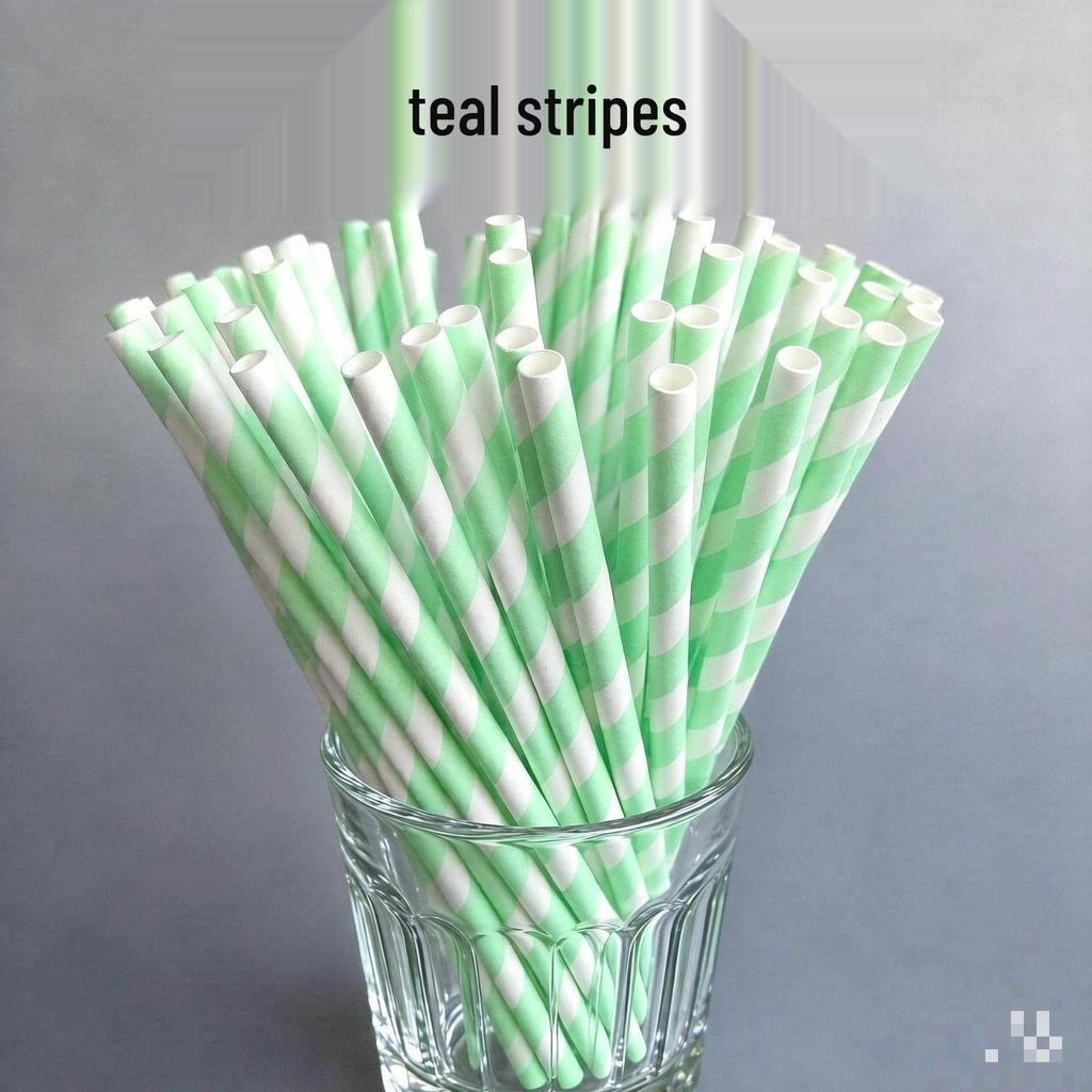 Individually Wrapped Biodegradable Striped Paper Straws