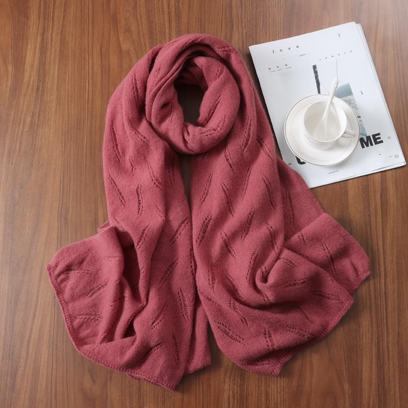 100%Wool Long Scarf For Women Winter Autumn Knitted Minimalist Larger Wrap Warm Soft Cashmere Pashmina Shawl Neck Warmer60x190cm