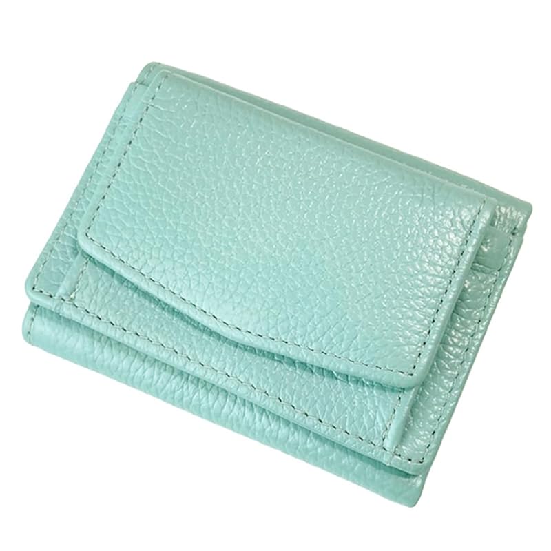 

fancywonderland wallet mini wallet genuine leather coin purse card case Skimming prevention ladies men s (light blue)