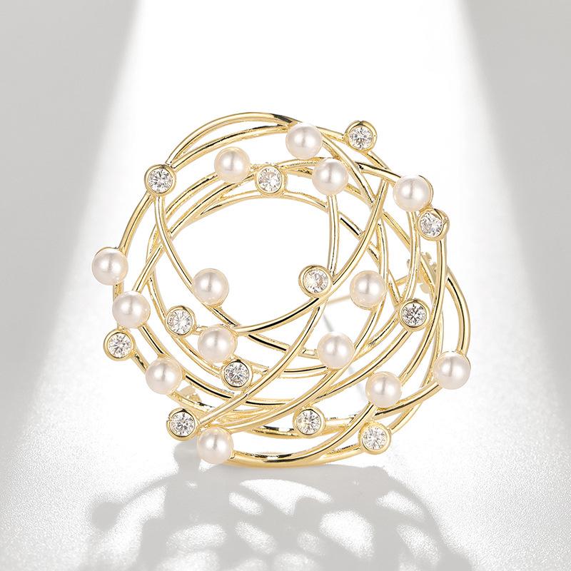 Bo Xin Yun Pearl Brooch: High-End Designer Bird s Nest Zircon Lapel Pin