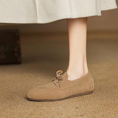 Fashion Brand Shoes Woman 2025 Trend Autumn New Vintage Suede Leather Loafers Women's Casual Flats Shoes British Style Flat Single Pumps