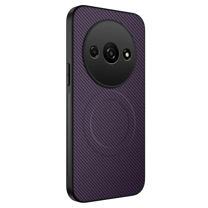 Carbon Fiber Wireless Charging Magnetic Cases For Redmi A4 5G A3x A5 4G Lens Protection Silicone Soft Bumper Cover Phone Case