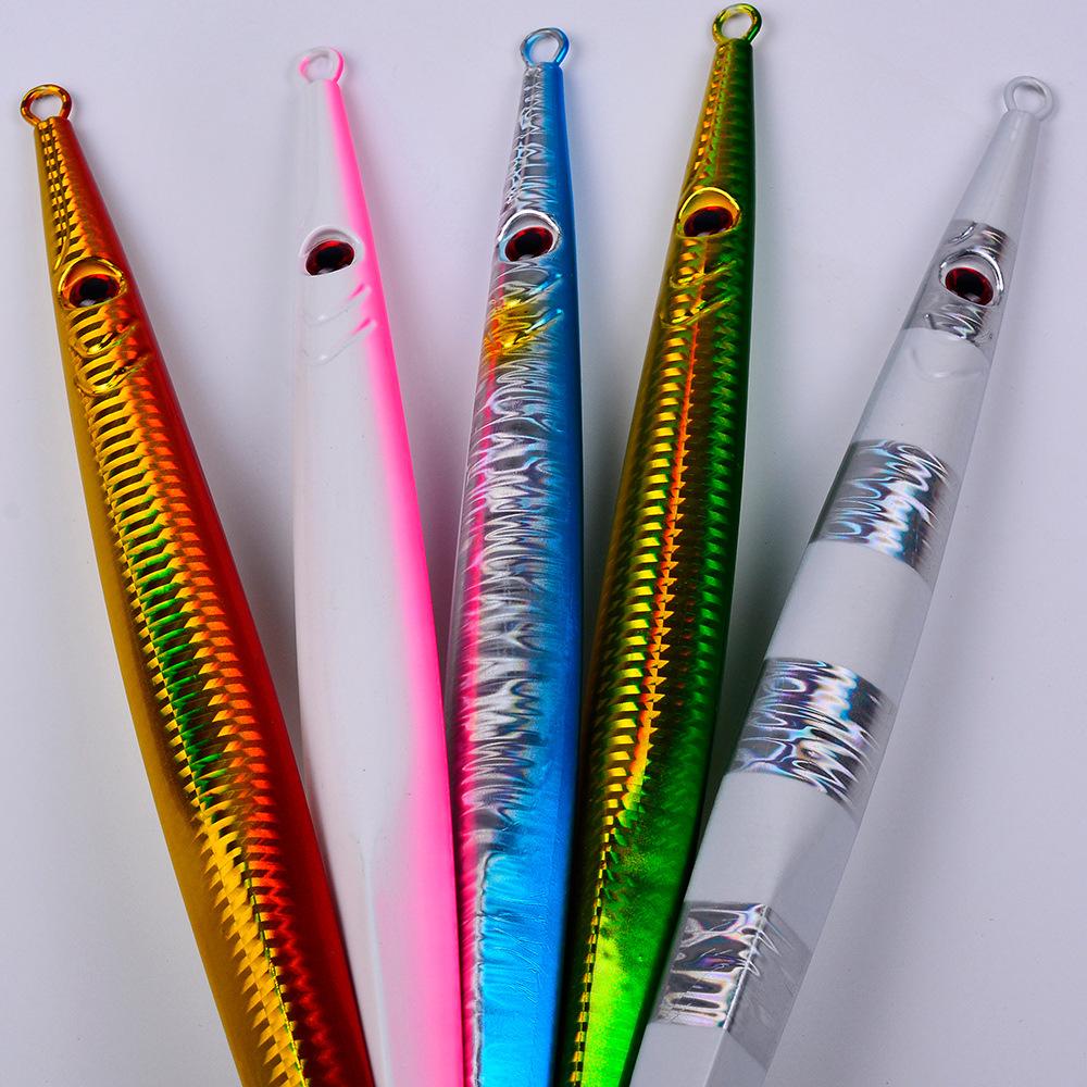 Lure Iron Plate Jig Sea Fishing Long Bar Quick Draw Iron Plate Lead Fish 60-400g Quick Sink Slow Shake Night Glow Iron Plate