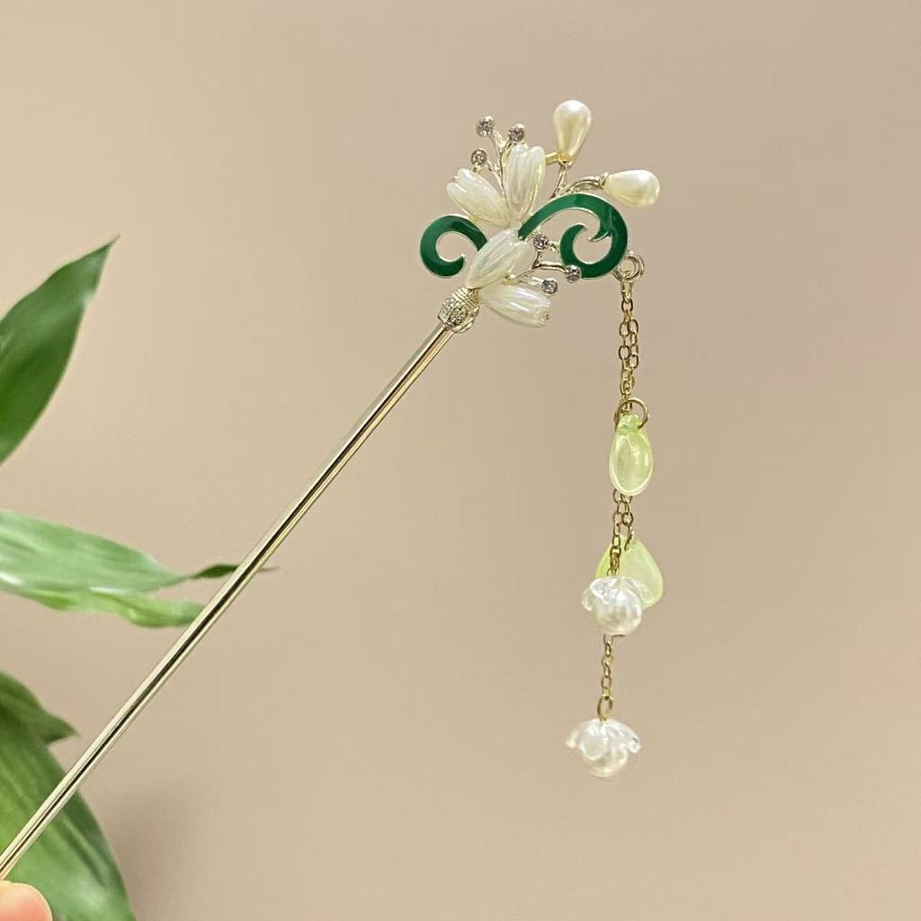 Fairy Spring Element Hairpin For Women Exquisite Flower Tassel Hair Stick Elegant Metal Jewelry Hair Accessories Hanfu Hair Pins