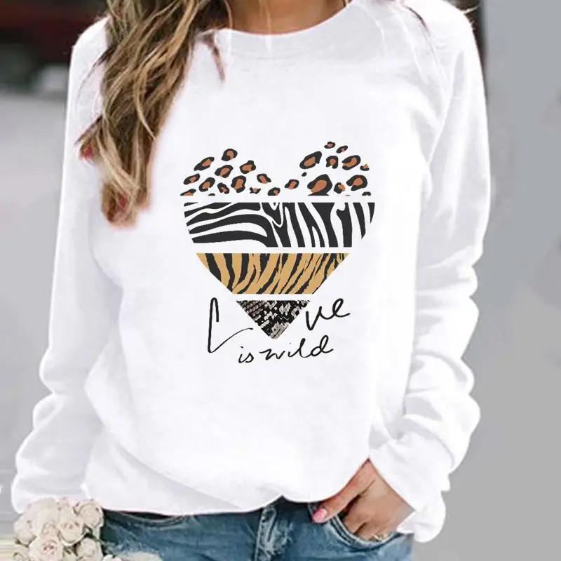Interesting Printed Patterns in Europe and the United States, Round Neck Hoodies, Street Women's Sweatshirts