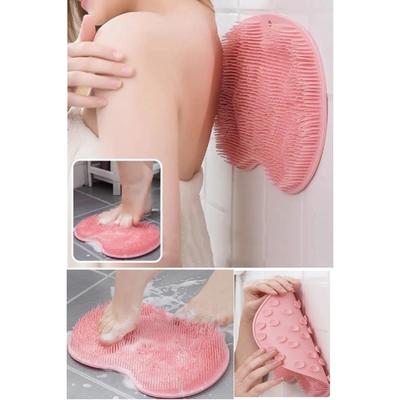 Solid Color Silicone Back Rub Non-slip Foot Wash Mat Massage Shower Mat With Suction Cup Bath Massage Foot Exfoliating Brush Pad