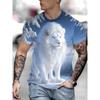 T-shirt da uomo alla moda con scollo rotondo, manica corta, stampa animale 3D a colori, manica corta con scollo rotondo