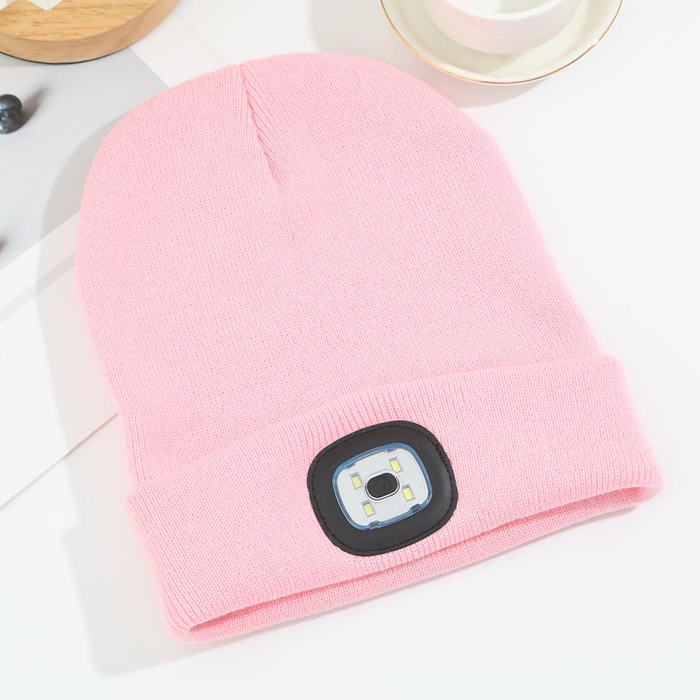 Dobíjecí LED vlněná pletená čepice pro venkovní sporty a cyklistiku