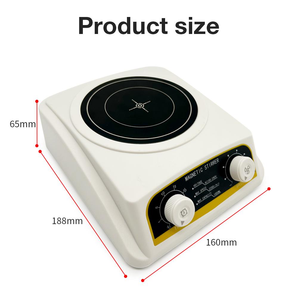 Agitateur Magnétique de Laboratoire 1L Minuteur Contrôle de Vitesse Agitateur Mini Plaque Agitatrice Mélangeur 0-2200 tr/min Réglable Machine d'Agitation Prise UE UK US