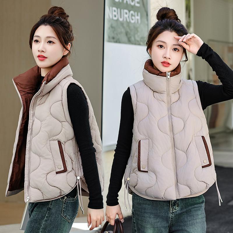 Loose short large size down cotton vest women's autumn and winter new casual versatile large pocket vest jacket vest