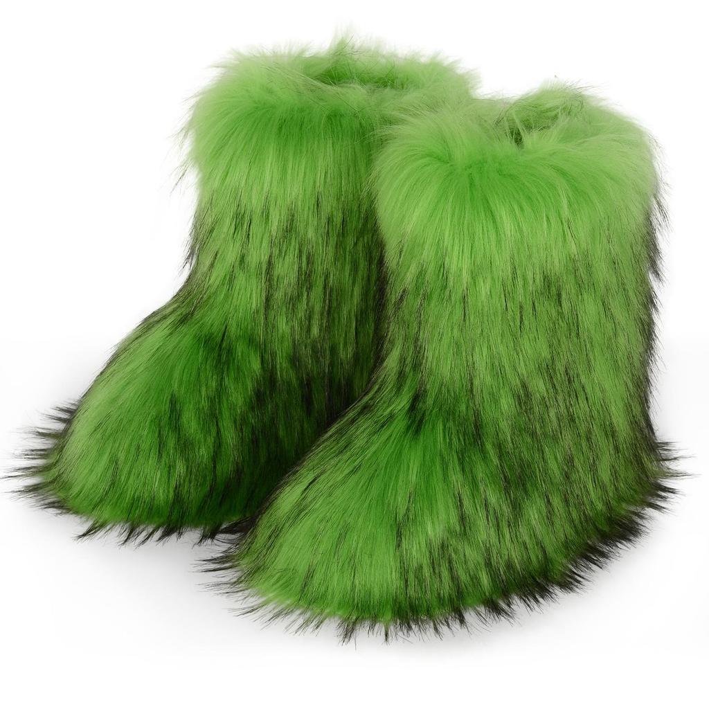 Women's Mid-Calf Snow Boots with Raccoon and Fox Fur