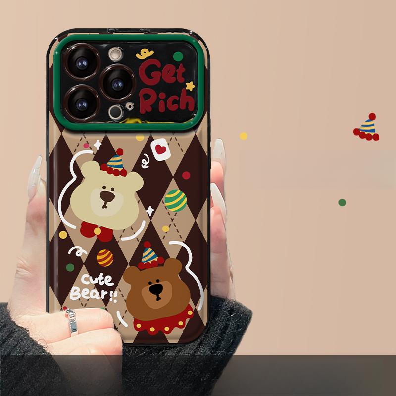Applicable To Apple 15 Mobile Phone Case IPhone 13/14promax Christmas Bear Doll Lanyard 12 Flip Mirror
