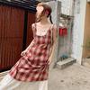 Spitzen-Patchwork-Karos-Trägerkleid - Damen Frisch 2026 Sommer Lockerer Schnitt, Schlankmachendes Zweiteiliges Rockdesign