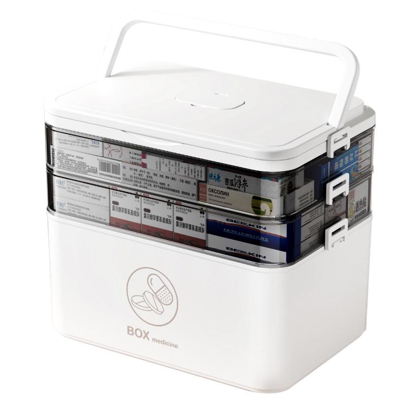 Compact Multi-Layer First Aid Kit: Spacious Family Medicine & Emergency Storage Box