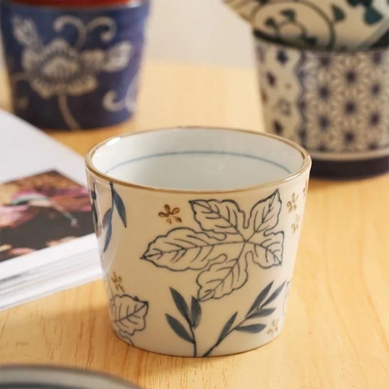200ML Japanese Ceramic Hand-painted Mug Coffee Cup Drinking Cup Bottom Anti-slip Wide Mouth Cup Pastoral Home Casual Tea Cup
