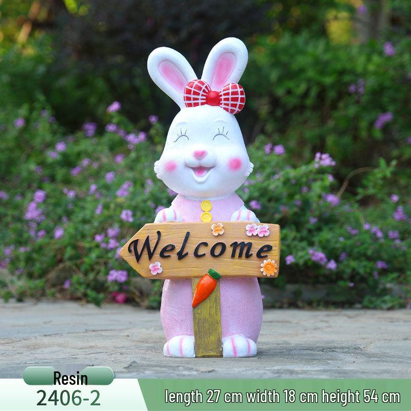 Outdoor Cartoon Rabbit Garden Decoration - Animal Flower Pot Sculpture for Kindergartens and Courtyards