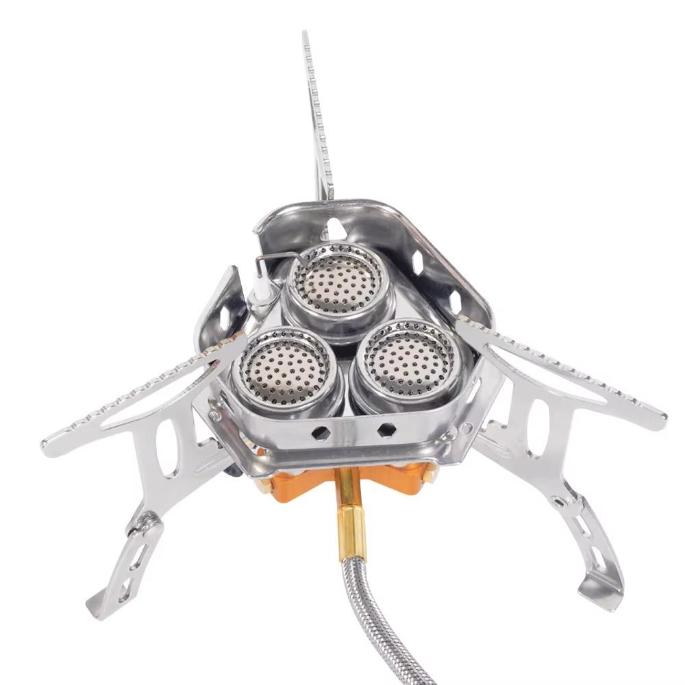 5800w Portable Gas Stove With Piezoelectric Ignition & Fuel Tank Adapter Outdoor Camping Backpacking Burner Cooker
