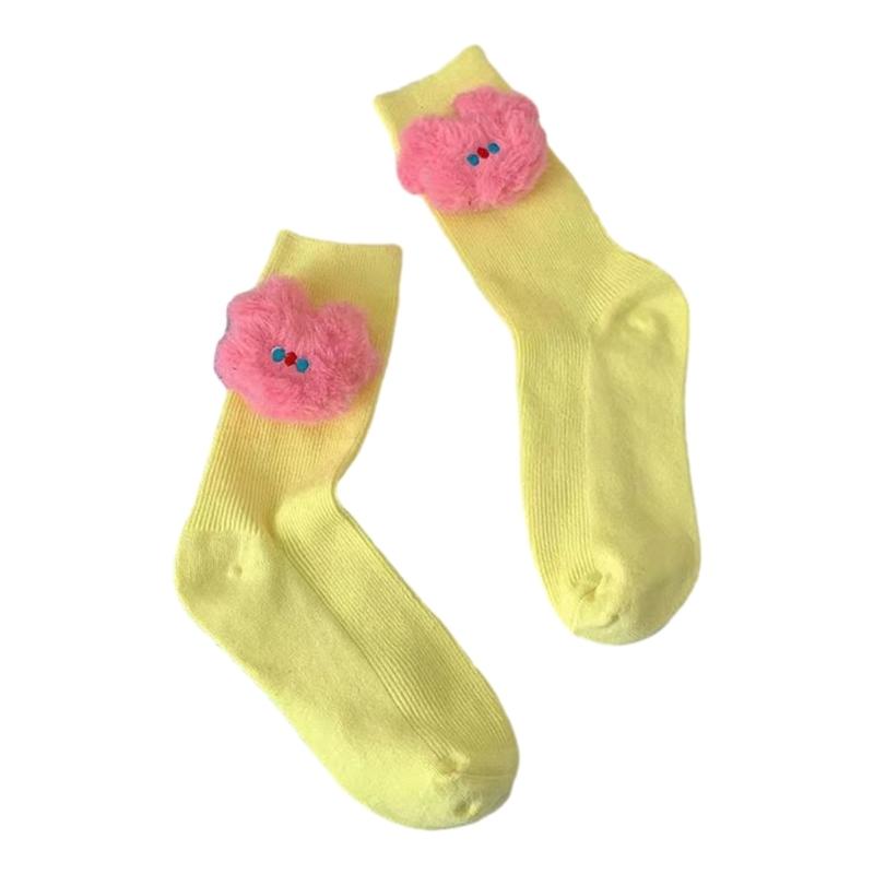 Women s Cute Doll Ankle Socks 2023 Cotton Bootie Socks Slouchy Socks Simple Trendy Crew Socks Soft Calf Socks Gifts жёлтый