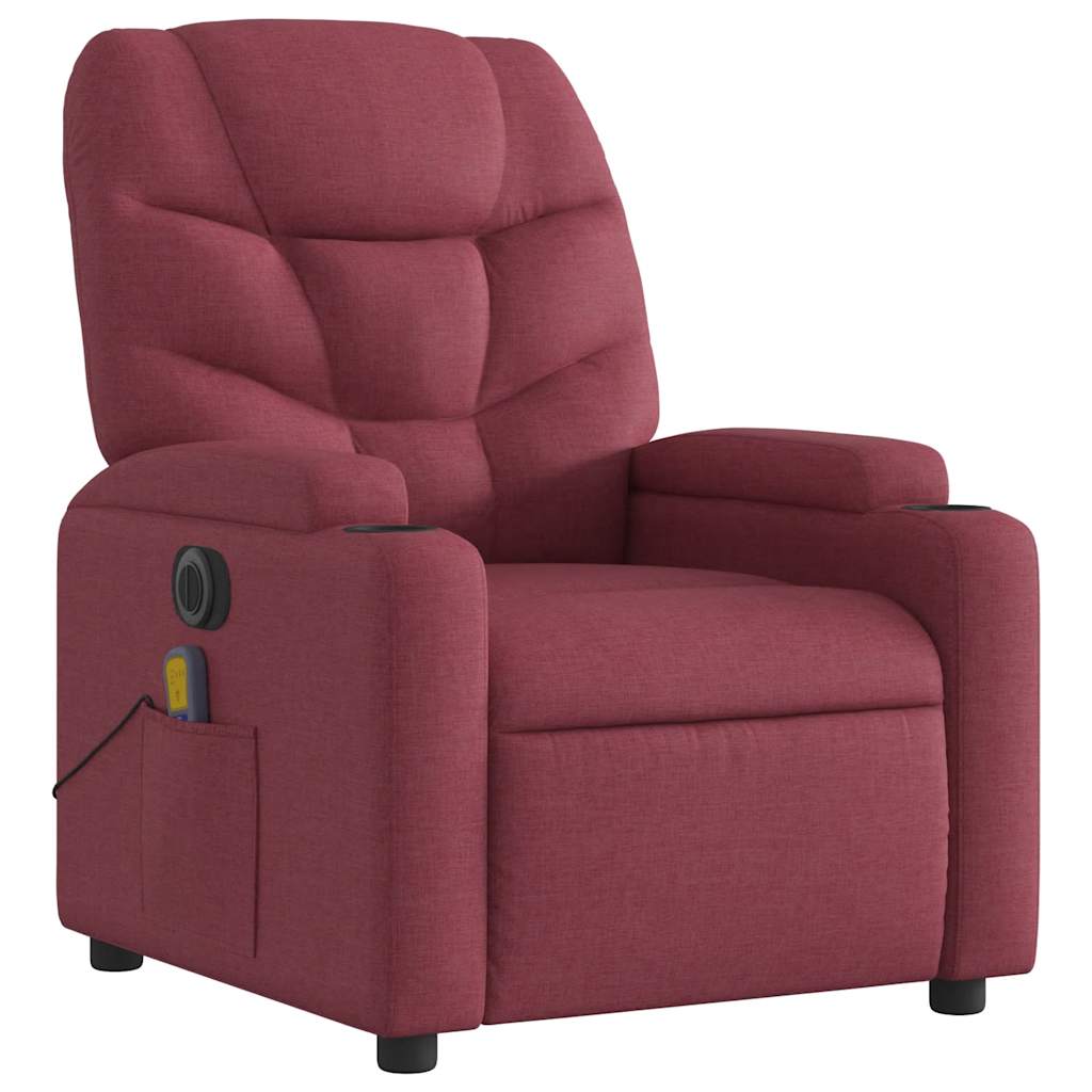 Electric Massage Chair Wine Red Fabric