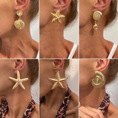 Trendy Gold Color Simulated Starfish Ear Studs Earrings For Women Exquisite Small Star Earring Summer Beach Daily Jewelry
