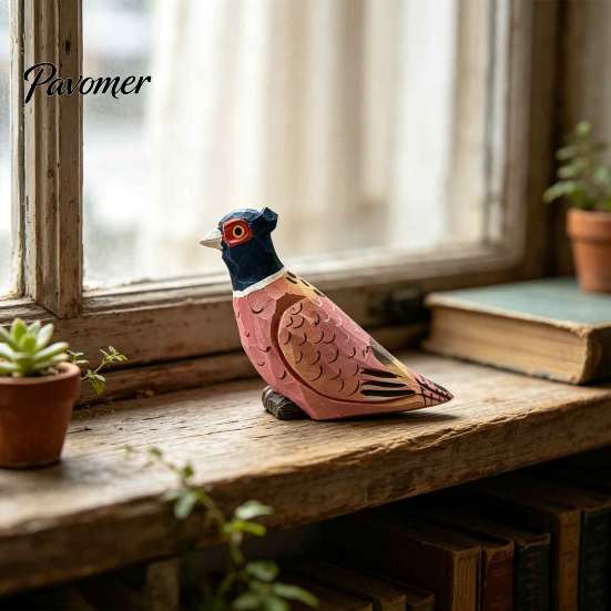 Creative Holiday Gift for Men Hand Carved Basswood Ornament, Bird/Chicken/Crow/Duck Shape, Solid Unique Handcrafted Gothic Ornament Wood Minimalist