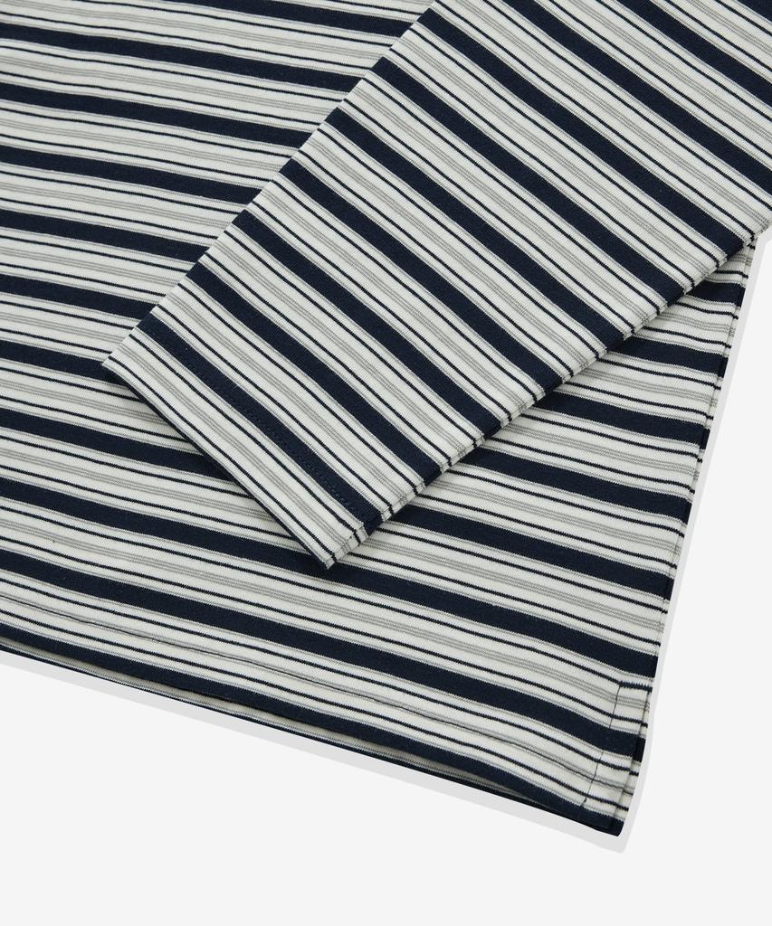 COVERNAT WOMAN Striped Collar Long Sleeve Navy