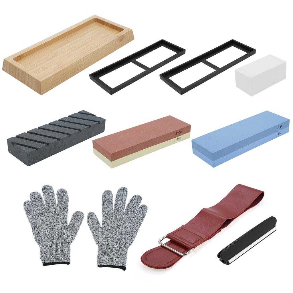 Complete Knife Sharpening Stone Set Dual Grit Whetstone 400 1000 3000 8000 Knife Sharpener Knife Sharpener Tool with
