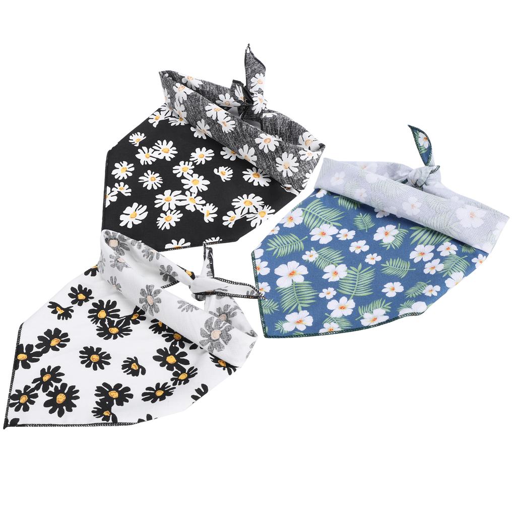 Dog Triangle Scarf Handkerchiefs Washable Cotton Dog Headband with Daisy Pattern