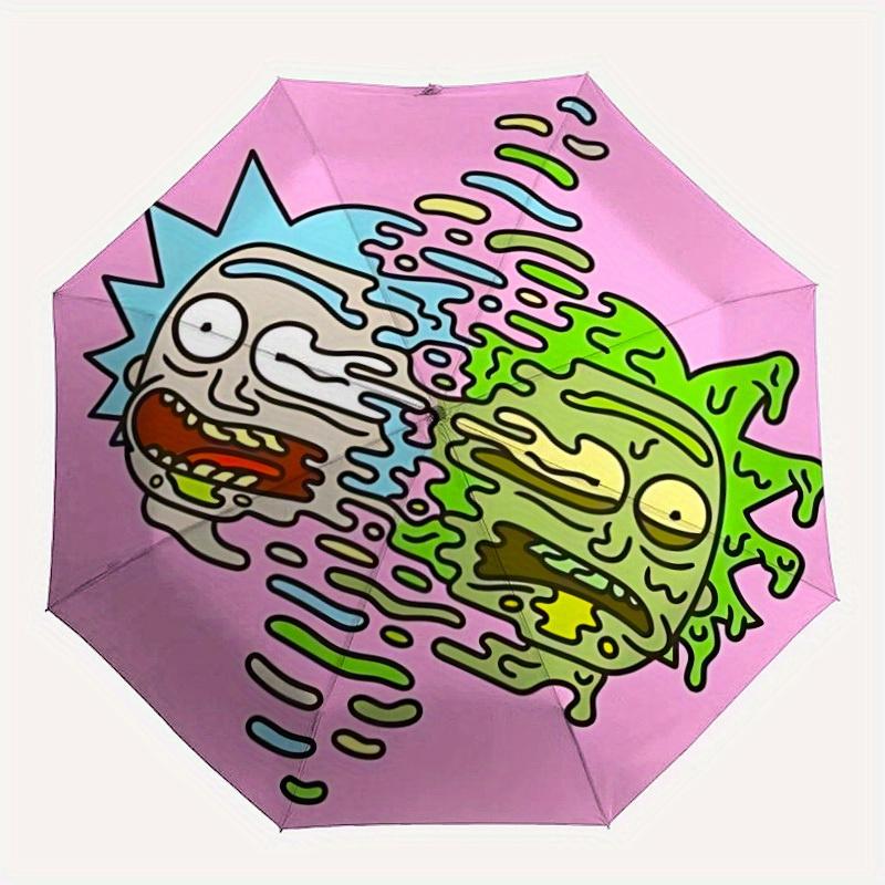 

1pc Rick and Morty Design Automatic Open/Close Umbrella - Compact Travel Umbrella, Perfect Gift for Friends -Intricate Design Umbrella yy250811062