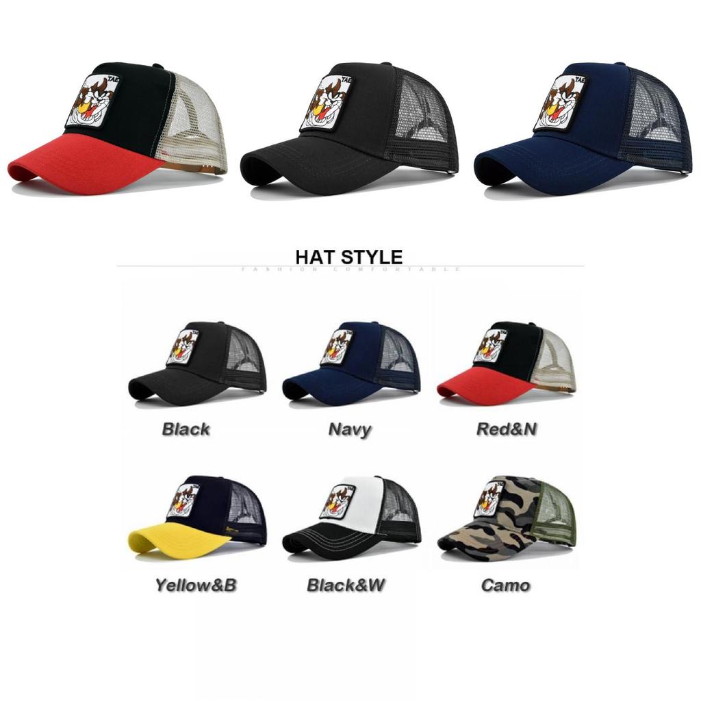 Cartoon Embroidered Baseball Cap Teddy Duck Tongue Cap Mesh Cap Puppies Personalized Embroidery Curved Sunshade Mesh Cap