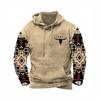 Herbst Neu Herren Retro Fleece Oberbekleidung Lässig Druck Fleece Hoodie Pullover