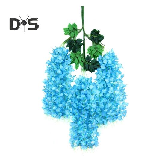 

12 шт. штучні квіти гліцинії, стійкі до ультрафіолетового випромінювання, штучні квіти гліцинії, висячі підроблені квіти виноградна лоза для патіо вечірки фоном для дому та приміщень синій