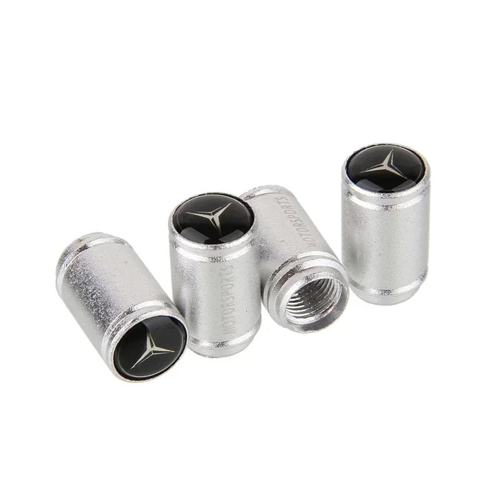 2025 Hot 4Pcs Matte Metal Car Wheel Tire Valve Caps For Mercedes Benz W210 W211 W212 W176 W164 C180 W222 CLK Air Nozzle Cover Ac