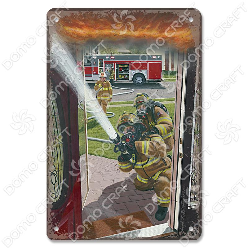 Vintage Fireman Tin Sign Metal Plate Classic Firefighter Movie Metal Poster Wall Decor for Garage Club Hotel Home