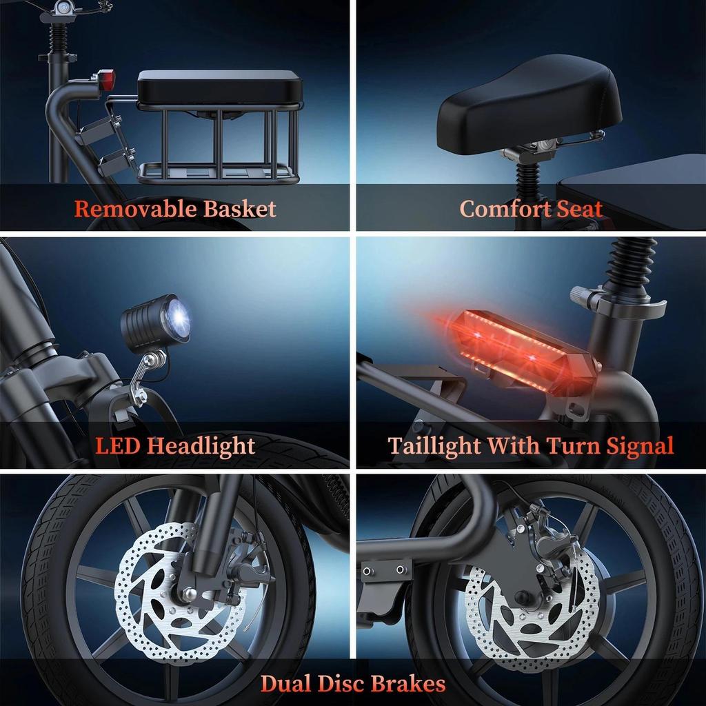 Foldable Electric Scooter, 500-watt Motor, with Seat and Basket, Maximum Range of Up To 34 Kilometers.