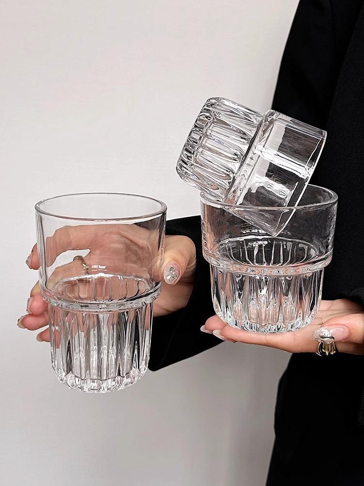 Glass Coffee Cup Ice American Style Cold Brew Latte Latte Glass Cup Minimalist Beverage Juice Flower Tea Cup