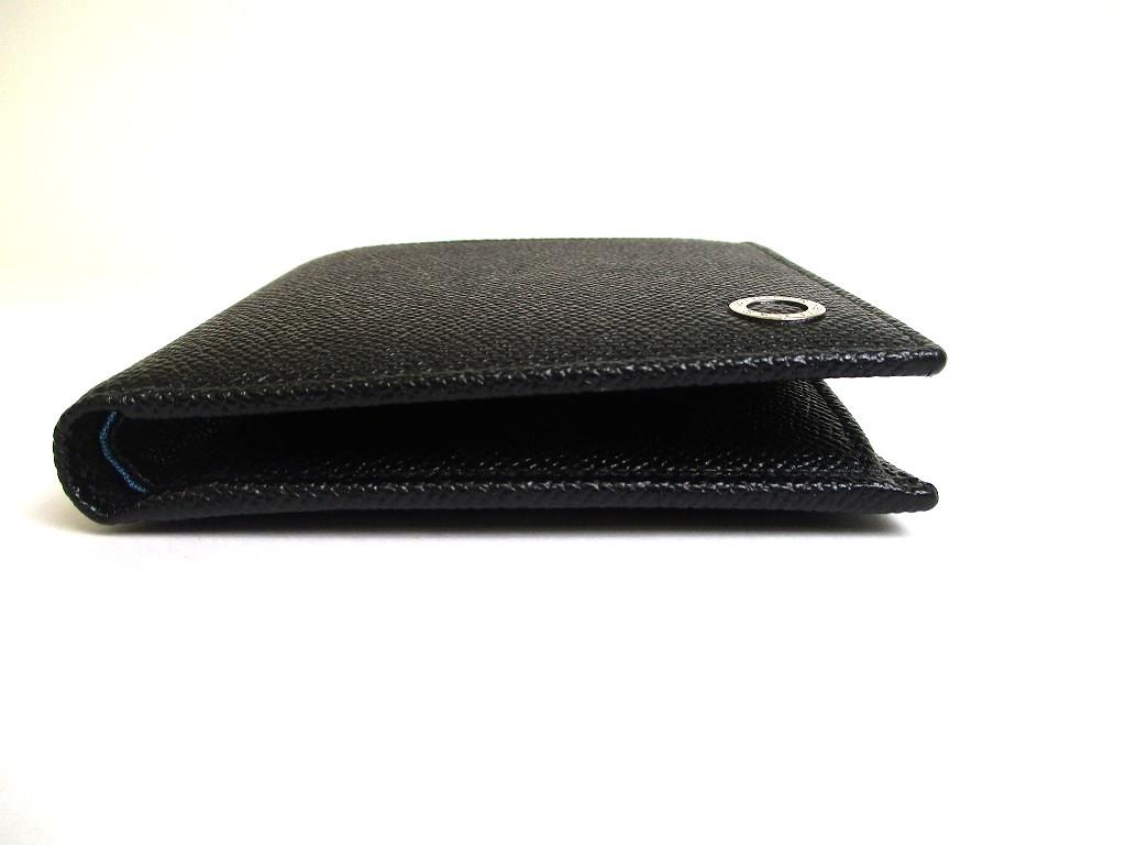 Authentische BVLGARI Schwarze Leder Bifold Geldbörse Kompakte Geldbörse #a633 Geöffnete Schachtel